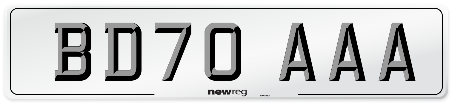 BD70 AAA Number Plate from New Reg